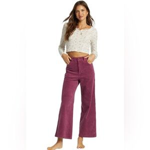 Billabong Be Free Corduroy Pants Women NEW Purple